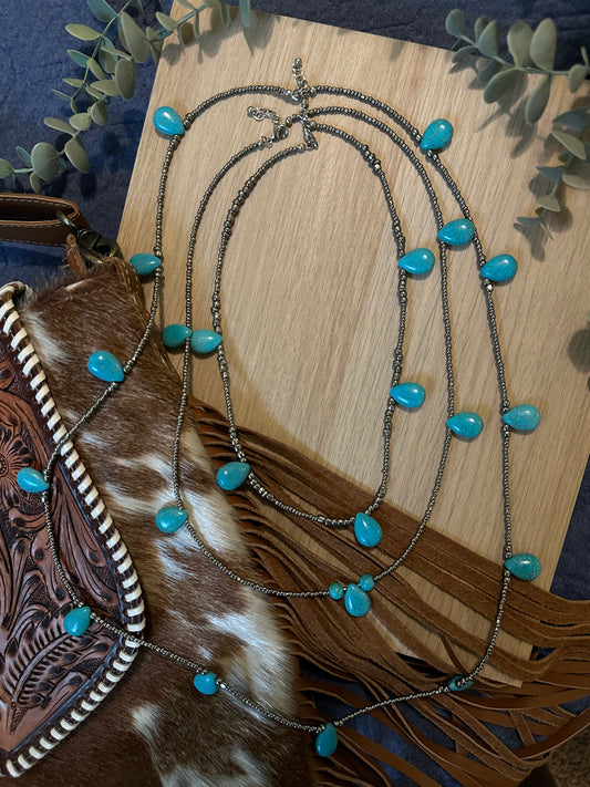 Tear Drop Faux Turquoise & Glass Beads