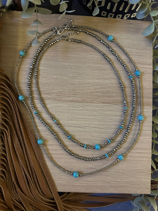 Faux Turquoise & Glass Bead Stack