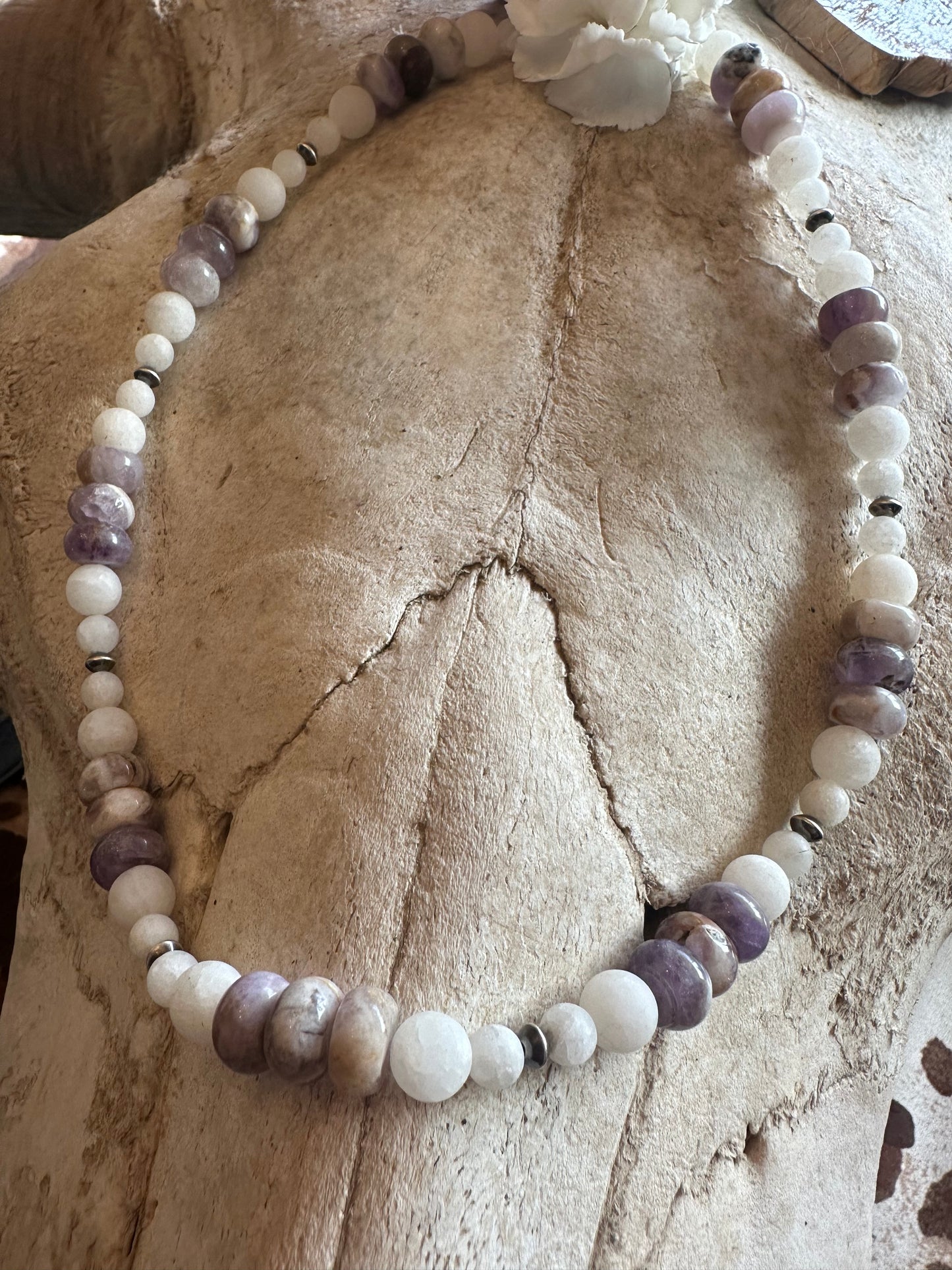 True Amethyst and Sterling Silver Pearl Necklace Stack